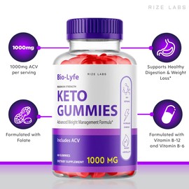 rize labs rize labs - BioLyfe Keto ACV Gummies Advanced Formula Apple Cider Vinegar Maximum Strength (Pack of 5) (300 Gummies)