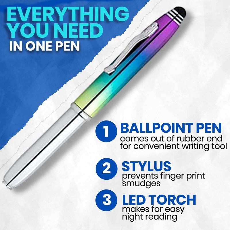 KING OF FLASH 3-in-1 Stylus Pen With Light, Capacitive Aluminium