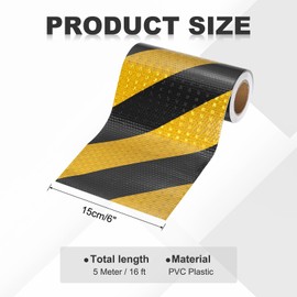 MECCANIXITY Reflective Tape, 6 Inch x 16 ft Warning Safety Sticker Night Reflectors Self-Adhesive Trailer Reflector Twill Tape for Cars Trucks Trailer, Yellow Black