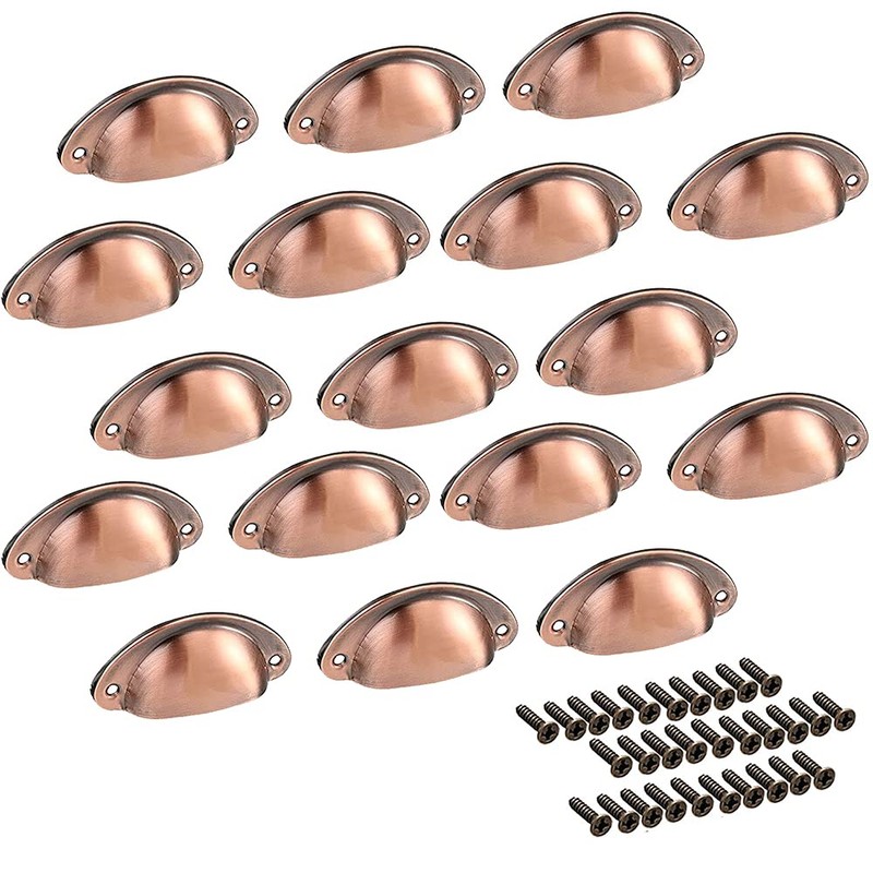 Bestgle 20 Packs Retro Shell Cup Handles, Brushed Red Copper