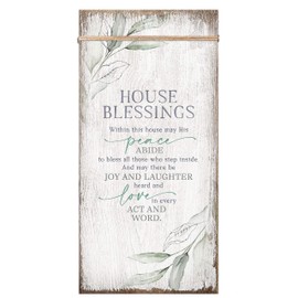 DEXSA House Blessings Wood Plaque Inspiring Quote 6 3/4 in x 13 5/8 in - Classy Vertical Frame Wall Hanging Decoration | Elegant Verse | Christian Family Religious Home Decor Saying | Made in the USA