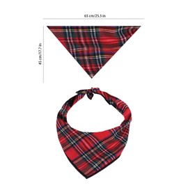 AOVNA Red Tartan Dog Bandana Christmas Dog Bandanas Classic Plaid Reusable Washable Pet Triangle Scarf Pet Bandana Pets Costume Accessories