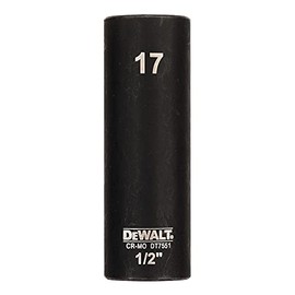Dewalt Extreme Impact DT7551 Socket Spanner 1/2 Inch Long (17 mm Diameter, 78 mm Length, Extremely Robust and Impact Resistant, Suitable for up to 300 Nm+, with Lasered Size Information)