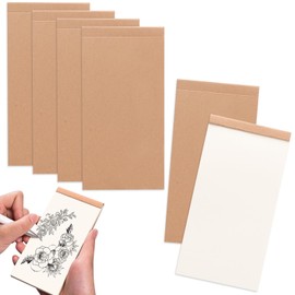 Blank Flip Book, 6 Pack Retro Kraft Mini Sketchbooks, Pocket Notebooks, 14x7cm, Stitched Binding, for Animation, Drawing, Doodling, Kids, Artists