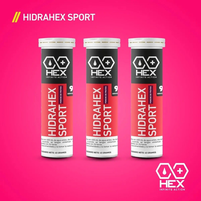 Tabletas Efervescentes Hex, Ponche De Frutas, 4 Tubos