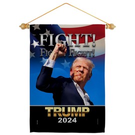 Ornament Collection Fight for Trump Flag Wood Dowel Pole Kit Wall Scroll Hanging Home Rally Survivor 2024 President 47 MAGA Sign Room Poster Patriotic Decoration, Republican Gifts Made in USA
