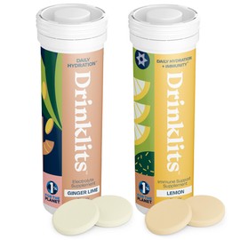 Drinklits Ginger-Lime Daily Hydration & Lemon Daily Immune Support (2) Tube Combo Pack | Great Taste – Gluten Free – Travel Essential | 20 Servings (10 Tablets Per Tube)