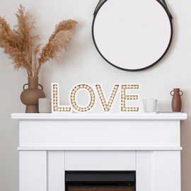 OMISHE LOVE Sign for Tabletop or Wall Hanging, Freestanding Rustic Beaded Letters for Farmhouse Home Table Decor, Gift for Wedding, Housewarming, Valentines Day, Thanksgiving