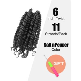 KAVSORAPI Passion Twist Crochet Hair 6 Inch Pre Twisted Crochet Braids Long Pre looped Crochet Twist 8 Packs (Salt and Pepper)