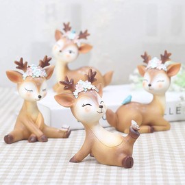 Gearmax Cute Fawn Figurines Miniature Deer Ornaments Toy Fawn Fun Decor