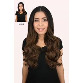 Bombshell Hair Extensions 3/4 Half Head Hair Piece 24 inches Heat Resistant Synthetic Long Curly Thick Wig (M04 DARK BROWN)