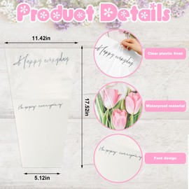 Threetols 20pcs Flower Bags for Bouquets, Kraft Flower Wrapping Bags Paper Floral Packing Sleeves Bouquet Bag for Birthday Wedding Mother's Day Father's Day Graduation Gift Florist Wrap Supply(white)