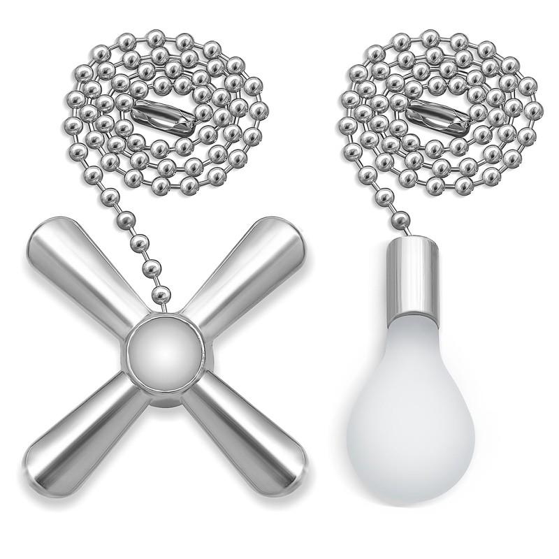 Dotlite Silver Ceiling Fan Pull Chain Set, 2Pack 3mm Diameter