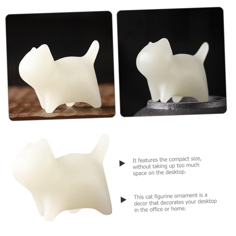 BIUDECO Glowing Stone Cat Figurine Creative Glow Dark Cat Statue