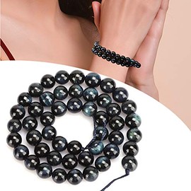Cuentas de Piedra de Ojo de Tigre, 48 Piezas cuentas redondas azules negras Cuenta de ojo de tigre Pulsera de joyería de bricolaje Fabricación de accesorios para sus amigos