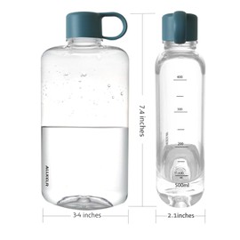 ALLKELR Portable Flat Water Bottle, BPA Free Tritan Plastic Travel Water Bottle for Camping, Fitness, Outdoor Sports, Fits Purse and Pocket (Blue, 16.9 oz)