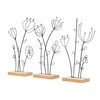 levandeo Set of 3 Stand Flower Metal MDF Black Natural