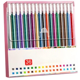 Epicover Glitter Gel Pens 36 Colors Set, Metallic Shimmer Markers for Journaling Art Projects, Sparkle Writing Drawing Pens with Smooth Flow Ink, Scrapbooking Craft Supplies