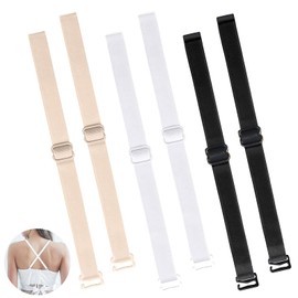 3 Pairs Bra Straps Holder, Bra Straps Wide, Straps for Sewing, Bra Straps Black, Adjustable Bra Straps, for Women Girls Tops Dress White, Black, Skin Tone (1.2 cm), black