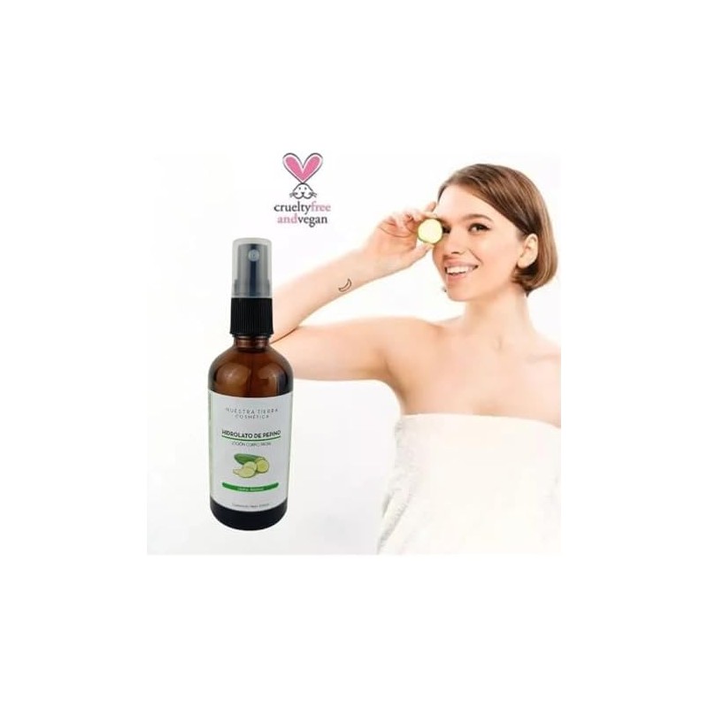 Nuestra Tierra Cosmética Hidrolato Orgánico de Pepino, Loción Corpo Facial,
