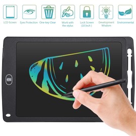 Czemo Colourful LCD Writing Board, 10 Inches, Electronic LCD Writing Board, Digital Drawing Board, Graphic Tablets, Writing Board, Children's Toy, Adult Gifts (Black)