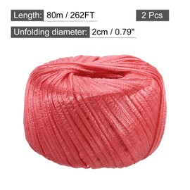 MECCANIXITY Polyester Nylon Plastic Rope Twine Household Bundled,20MM Width,Total 160m/525FT Length Plastic Rope for Packing Gardening Craft,Pack of 2(Red)