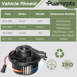 700322 AC Heater Blower Motor - Compatible with Honda, Acur-a Vehicles - Passport 2019-2022, Pilot 2016-2022, Ridgeline 2017-2023 | MDX 2014-2020