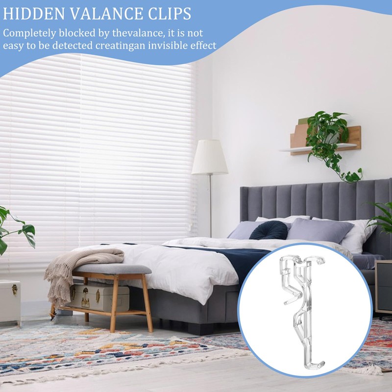Ymapinc 12Pcs 2.5 Inch Clear Valance Clips for Blinds, Hidden