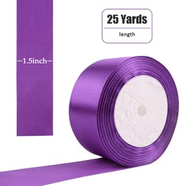 25 Yard Purple Satin Ribbon Roll, 1-1/2 Inch Fabric Ribbon for Craft Bows Rose Bouquet, Holiday Gift Wrapping, Party Decoration