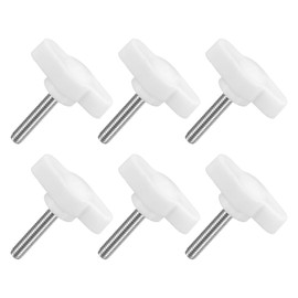 uxcell 6Pcs Tee Wing Knobs Thumb Screws, M4 x 20mm Clamping Screw Knob Male Thread 304 Stainless Steel T Shaped Thumb Screws Handle 27mm Dia. for Hand Tightening Knob Replacement, White