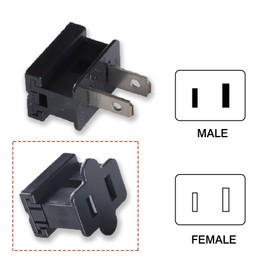 Aniai (25) Pack Vampire Plug, Slip and Slide Plug Add,Extension Cord Ends Male and Female, Replacement Electrical Plug 2 Prong, SPT-2 Wire (spt2 Female, Black)