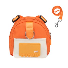 Dog Backpack Harness for Small to Medium Dogs Cute Pet Backpack with Built-in Dog Poop Bag Dispenser Adjustable Pets Self Carrier Bag Ideal for Travel, Hiking, and Daily Walks (Orange)