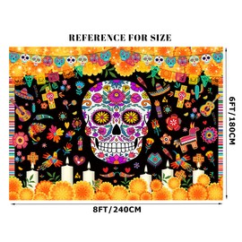 Alltten 8x6FT Dia De Muertos Backdrop Day of The Dead Backdrop Dia De Los Muertos Photo Backdrop Dia DE Los Muertos Dress-up Supplies F216
