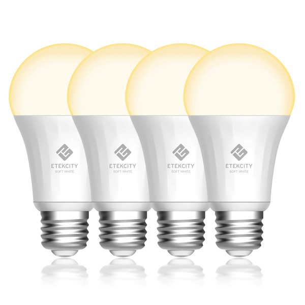 Etekcity ESL100 Smart Light Bulb Works with Alexa, Google Home and IFTTT, 4 Count (Pack of 1), 9W (60W Equivalent), 806LM, 2700K, No Hub Required, 4 Pack