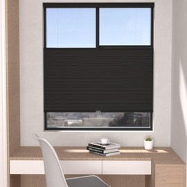 MYshade Top Down Bottom Up（TDBU Cellular Shades, 1.5 inch Cordless Blackout Honeycomb Pleated Blinds for Windows Home Bedroom Office, Light Control, Thermal Insulated, 22 "W x 50" H, Black