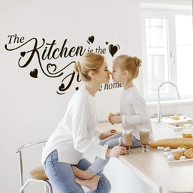Kitchen is the Heart of the Home Wall Sticker Vinyl Quote for Cabinets Refrigerator Stencils Glass Hearts Picture Kitchen Mural Decorations Living Room