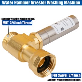 WHK 2-Pack Stainless Steel Water Hammer Arrestor for Washing Machine Refrigerator Water Hammer Arrestor,3/4 Inch Swivel FHT x 3/4 Inch MHT