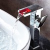 Chrome Bathroom Vessel Faucet Led Light 3 Color Changing Waterfall