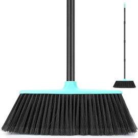 KeFanta Outdoor Broom for Floors, 53" Long Handle Angle Broom for Sweeping Indoor Concrete Courtyard Garage Patio Home Kitchen Office Lobby