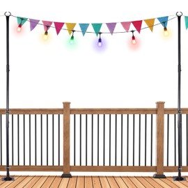 NIOSTA 2sets 9ft Outdoor String Light Poles, Heavy Duty Commercial Lights,for Concrete and Wooden Ground