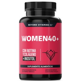Beyond Vitamins | Women 40+ con Biotina, Inositol y Colágeno | Isoflavonas de Soya - Probióticos Activos | Fórmula Precisa | Cápsulas vegetales VCaps 