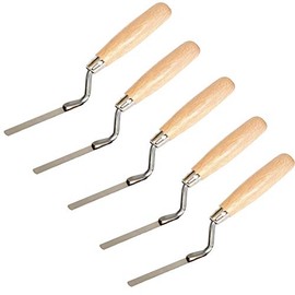 Toolty Tuck Pointer Trowel, Stainless Steel Finger Pointing Trowel, Hand Tool - with Wooden Handle - Set 5 PCS 6, 8, 10, 12, 14mm - Bricklayer, DIY - TLTY-S002
