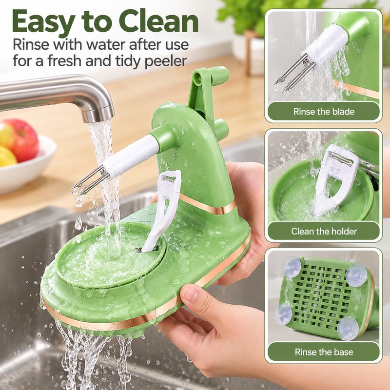 3-in-1 Hand Crank Fruit & Vegetable Peeler for Kitchen Prep