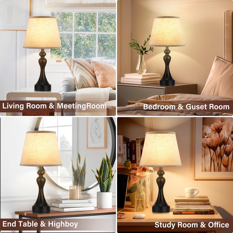 Touch Lamps for Nightstand, 3 Way Dimmable Bedside Lamps with