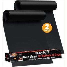 Oven Liners for Bottom of Oven - Thick Heavy Duty 17” x 25” 2 Pack Non-Stick Reusable Mats - BPA & PFOA Free Protector for Electric, Gas, Microwave & BBQ Grill Liner - Easy Clean & Heat Resistant
