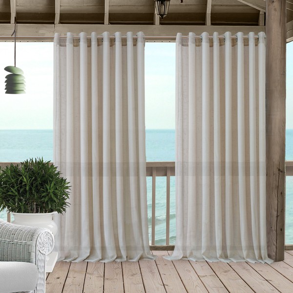 Elrene Home Fashions Carmen Extra Wide Indoor/Outdoor Sheer Grommet Window Curtain Panel, 114"x84" (1, Natural