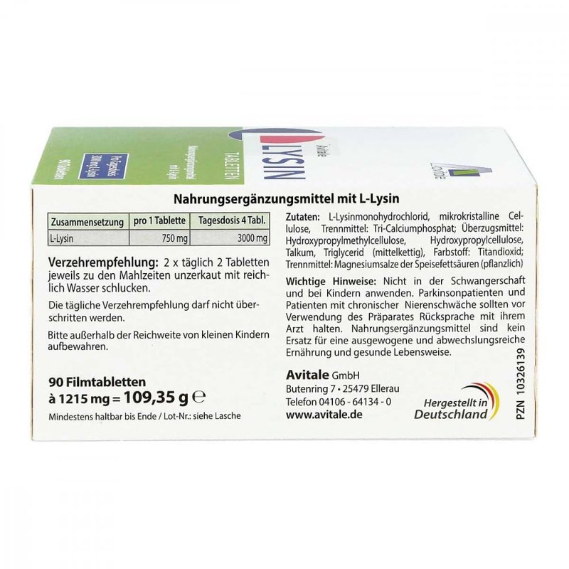 L-lysine Tablets for Cold Sores 750 mg Pack of 90
