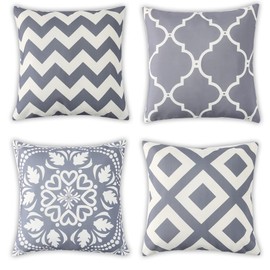 Outdoor Cushion Cover, Outdoor Cushion, Waterproof, Garden, Weatherproof, Sofa, Chair, Lounge Cushion Trim - 18 x 18 Inch - Grey