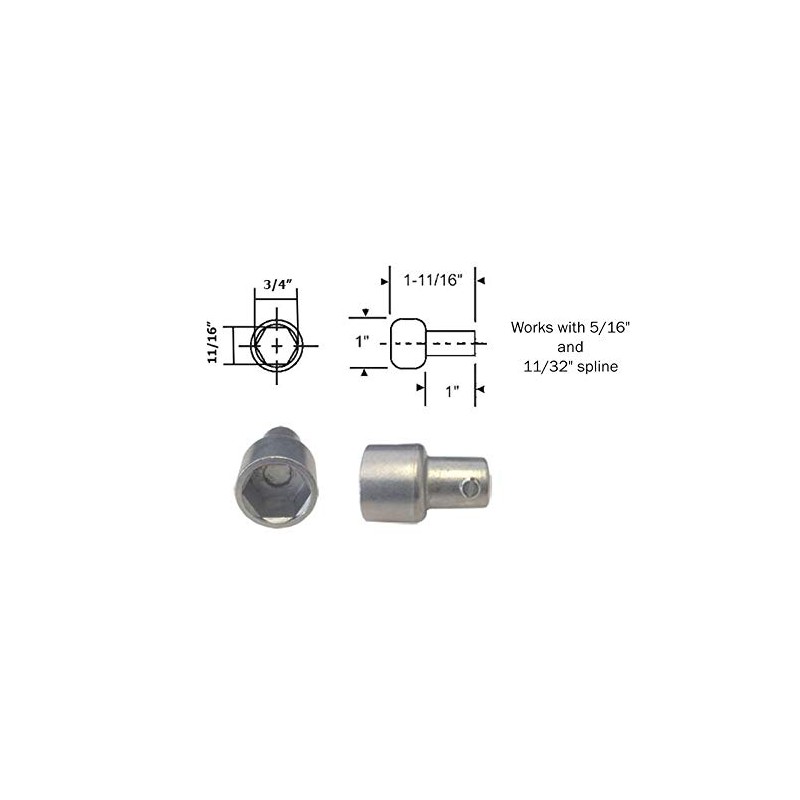 Replacement Hex Ball Adaptor for Skylight and Awning Window Operators,
