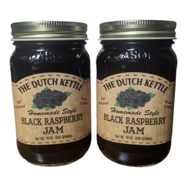 The Dutch Kettle Amish Homemade Black Raspberry Jam - 2 Pack (18 oz Jars) - Made with Premium Ingredients, Non-GMO, No Preservatives